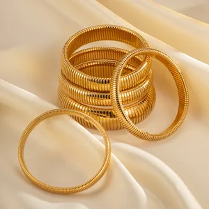 Peri'Sbox Elastic Steel Grosso Edelstahl Punk Punk Weibliches Armband 18K Gold geschlagen 6 Hauptverkäufe elastische Armbänder - №4