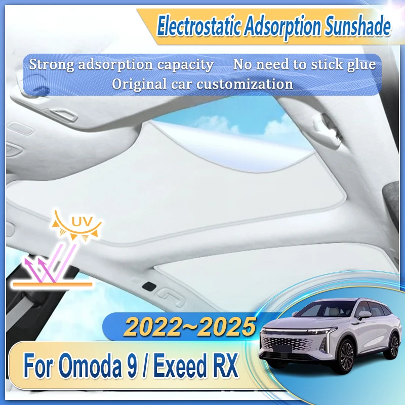 

For Omoda 9 C9 Accessories Exeed RX 2022~2025 Electrostatic Adsorption Insulation Sunroof Sunshade Sun Shade Visors Heat Shield