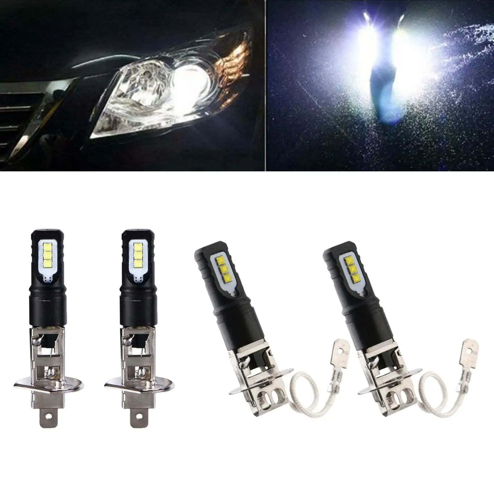 

Комплект из 2 светодиодных противотуманных фар H1 H3, белый свет, высокая мощность, 12-30В, дневные ходовые огни, подходят для автомобилей и грузовиков, комплекты освещения