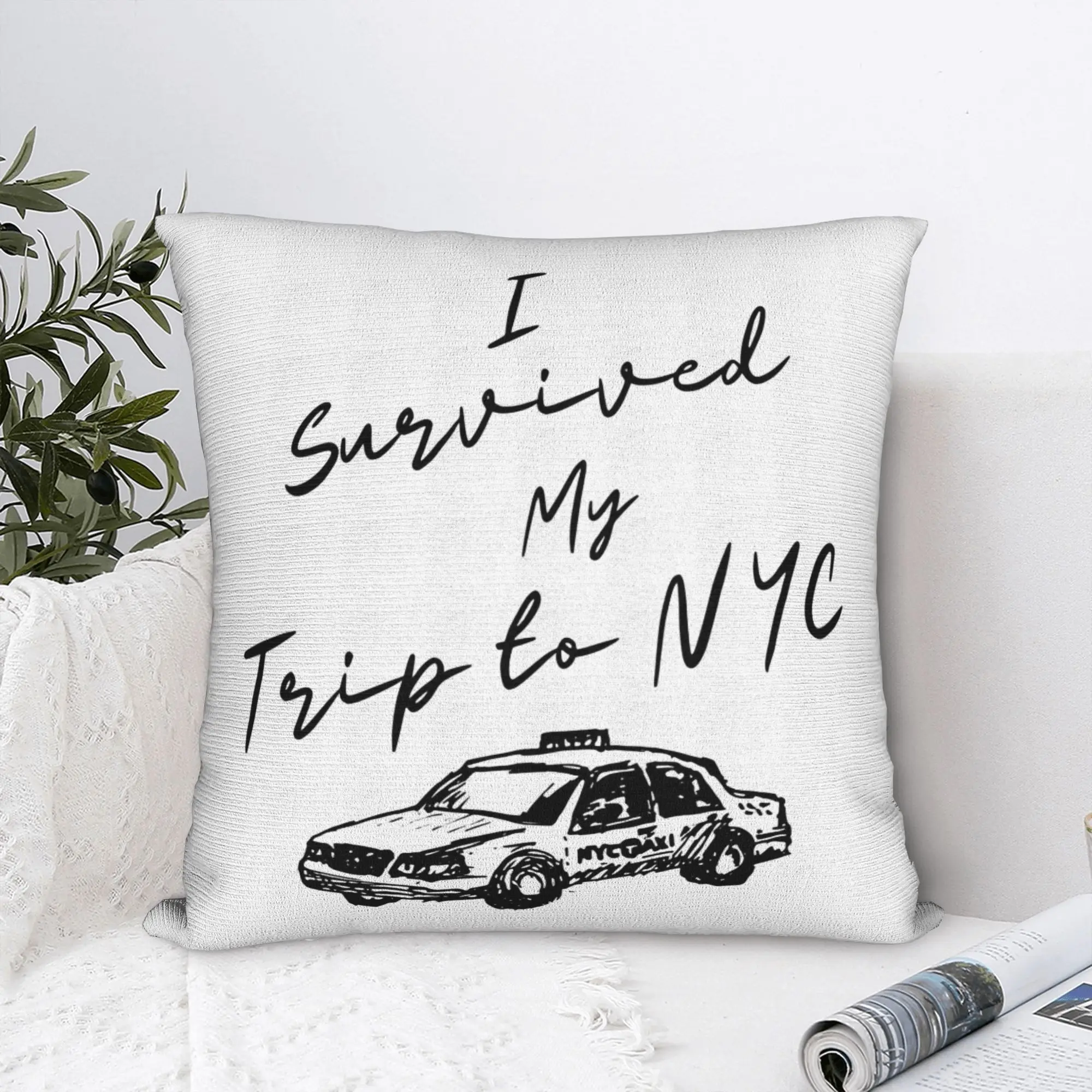 I Survived My Trip To NYC   Throw Pillow Cover Polyester Throw Pillow Travel Humor , 45*45cm Pillowcover Home Decor