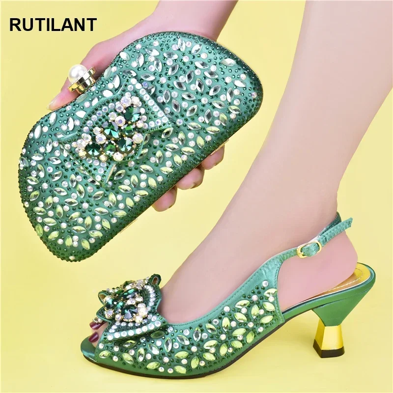 

New Fashion Italian Women Shoes and Bags To Match Wedding Shoes for Bride Luxery Shoes Women Rhinestone Women Party Pumps