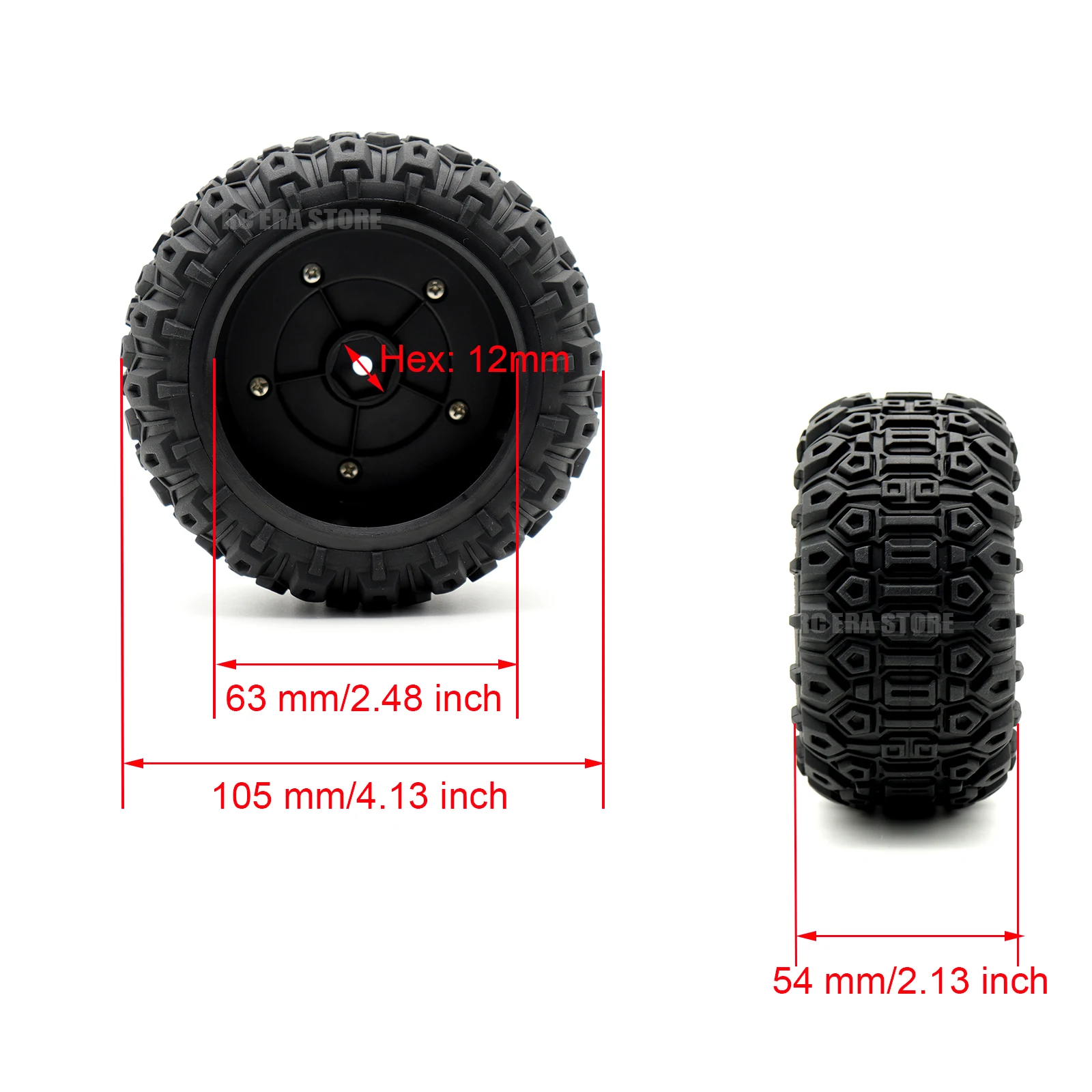 4 قطعة عجلات وإطارات سيارة RC 12 مللي متر عرافة 105 مللي متر القطر الخارجي لترقية سيارة MINI MAXX RC