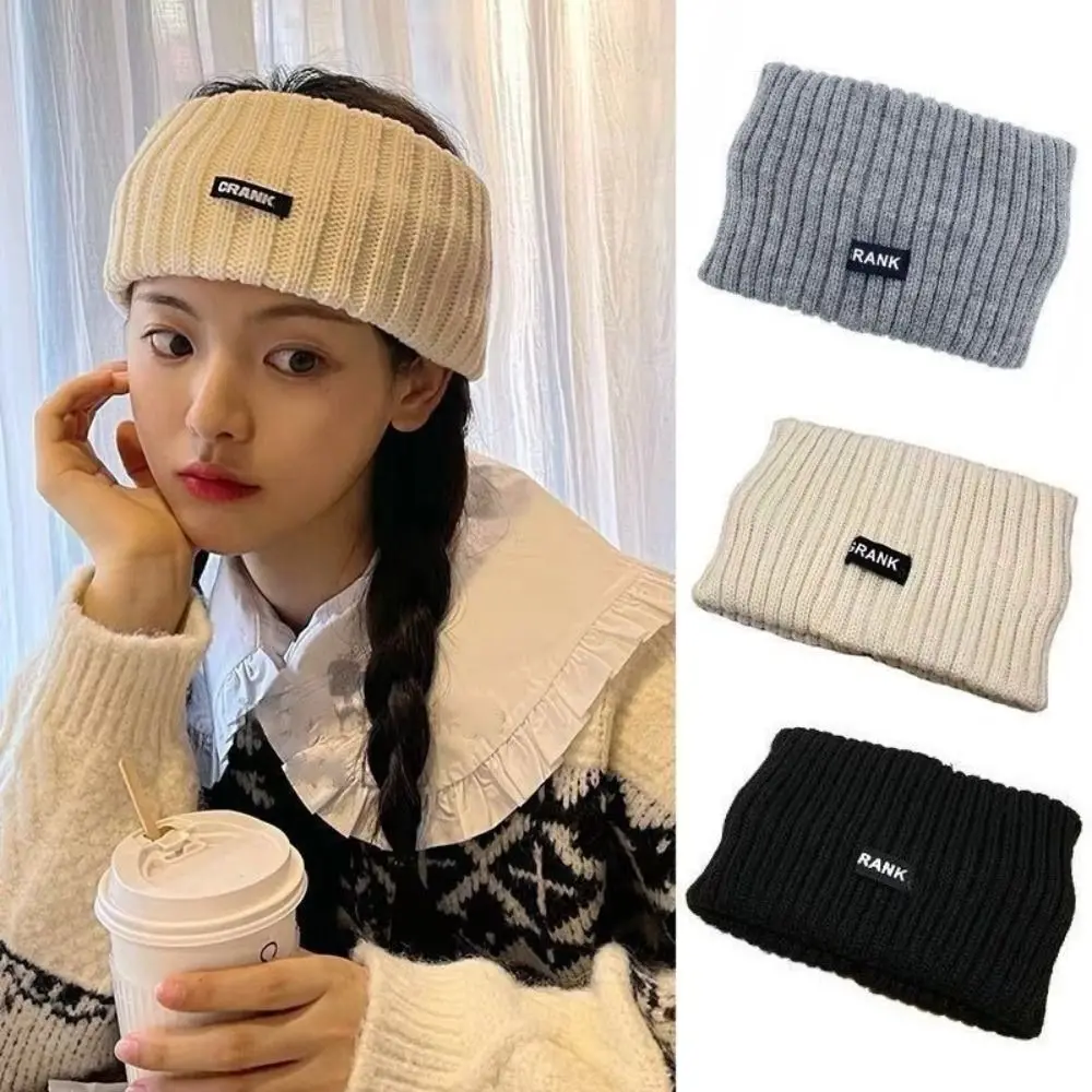 Casual Elastic Wide-brimmed Woolen Cap Band Letter Hair Accessories Sports Headband Wash Face Hair Ties Autumn and Winter