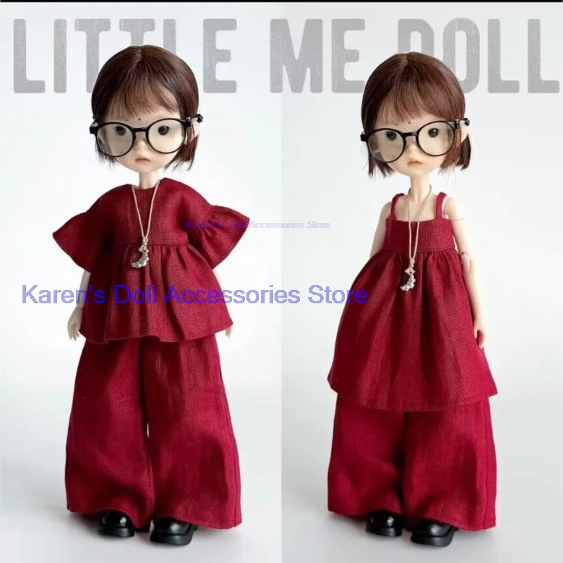 2pcs red Cotton and linen stripes 2026 fashion design Blythe/landoudou tops+pants  (Fit for Lulu,ymy24,Ob22,24,26,zone, Jenny)
