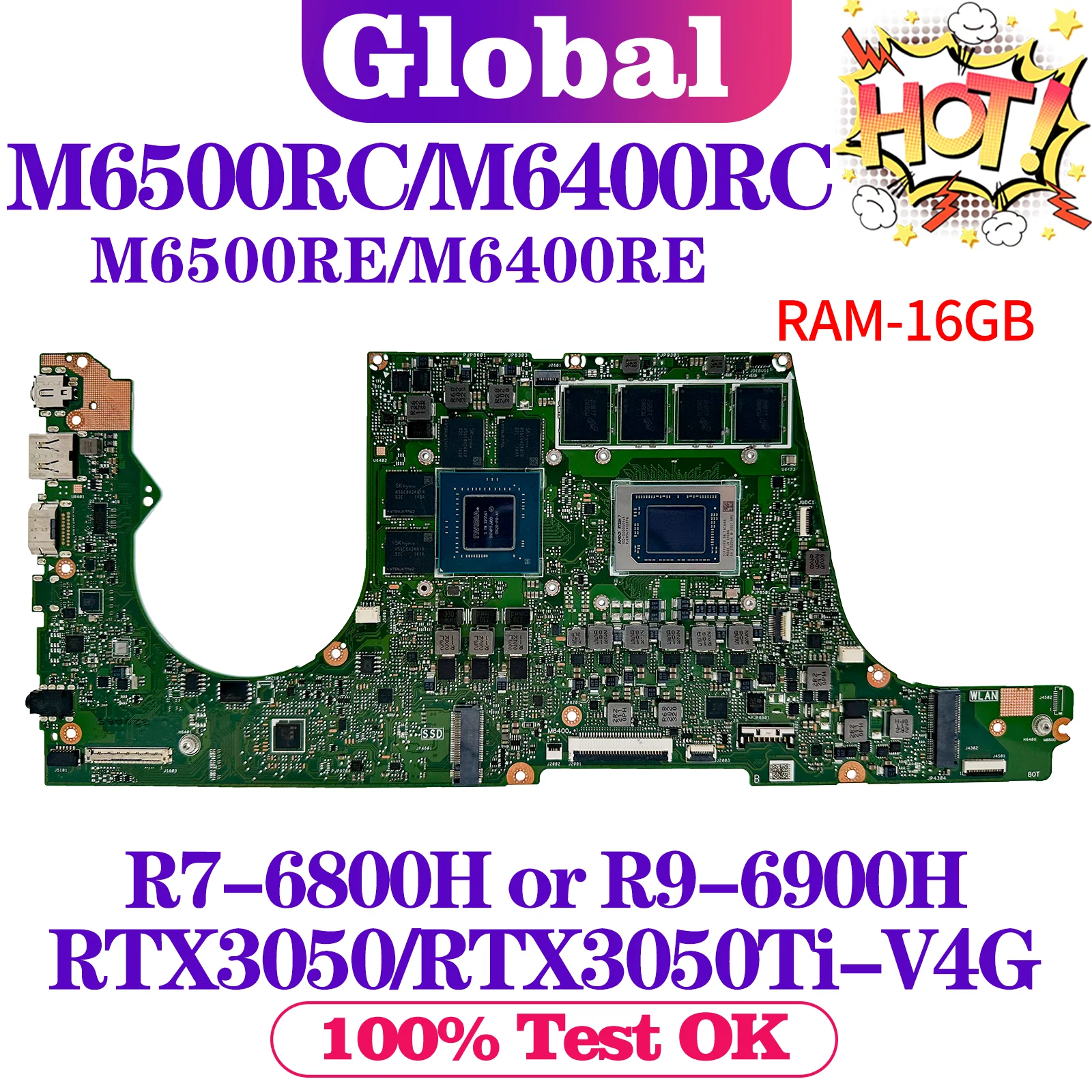 

KEFU M6500R Mainboard For ASUS M6500RC M6500RE M7600RE D6500RC M6400RC D6400RC Laptop Motherboard R7-6800H R9-6900H