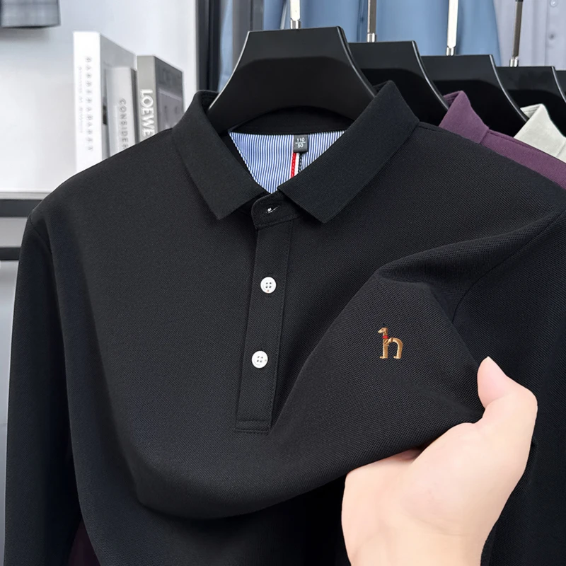 Premium Brand Quality Men's Polo Shirt Autumn Fashion Cartoon Embroid Long Sleeve Exquisite Lapel T-Shirt Business Menswear Top image 6