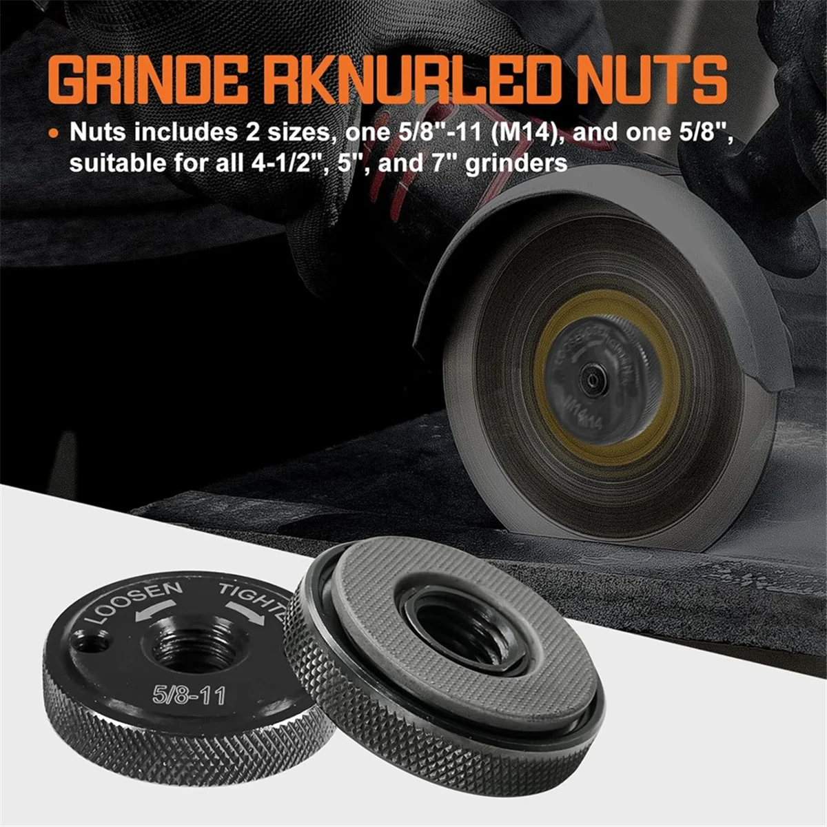 SSR 2PCS Nuts for Anlgle Grinder 4.5Inch and 5Inch No Wrench Required