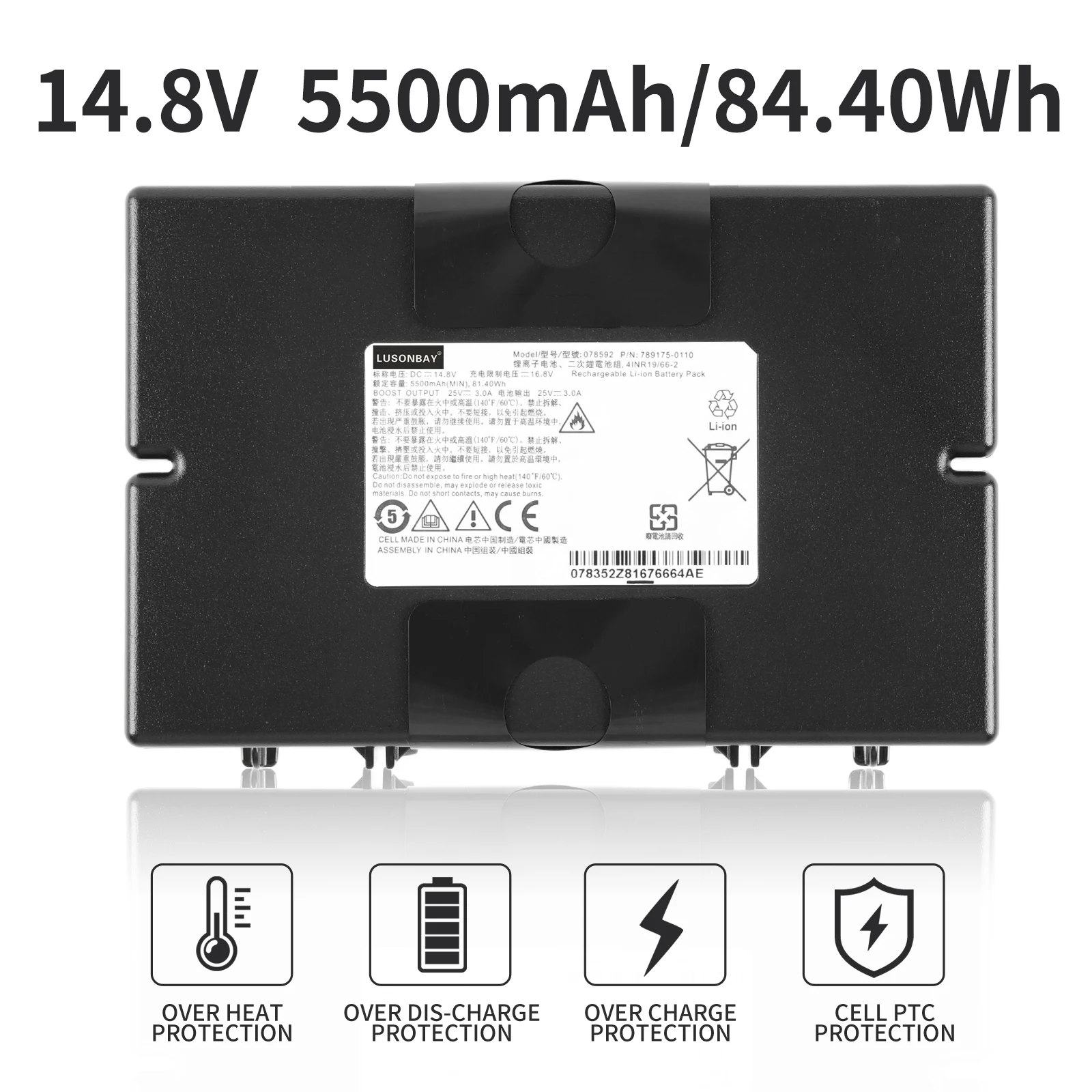 LUSONBAY 078592 789175 Rechargeable Li-ion Battery For BOSE S1 Pro Bluetooth Speaker 789175-0110 789175-0100 789175-0010 4INR19/