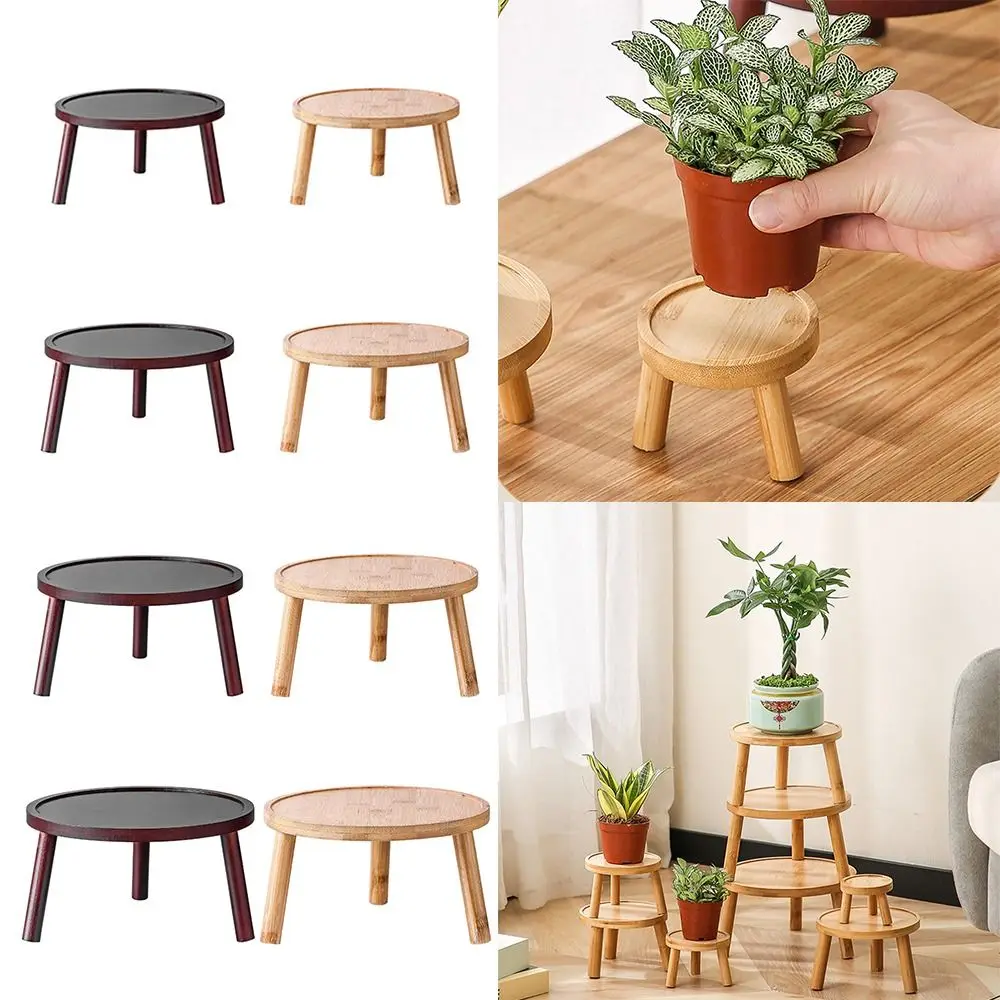 Wooden Flowerpot Tray Round Home Decoration Flowerpot Holder Gardening Supplies Desktop Ornament Bonsai Base Home Office
