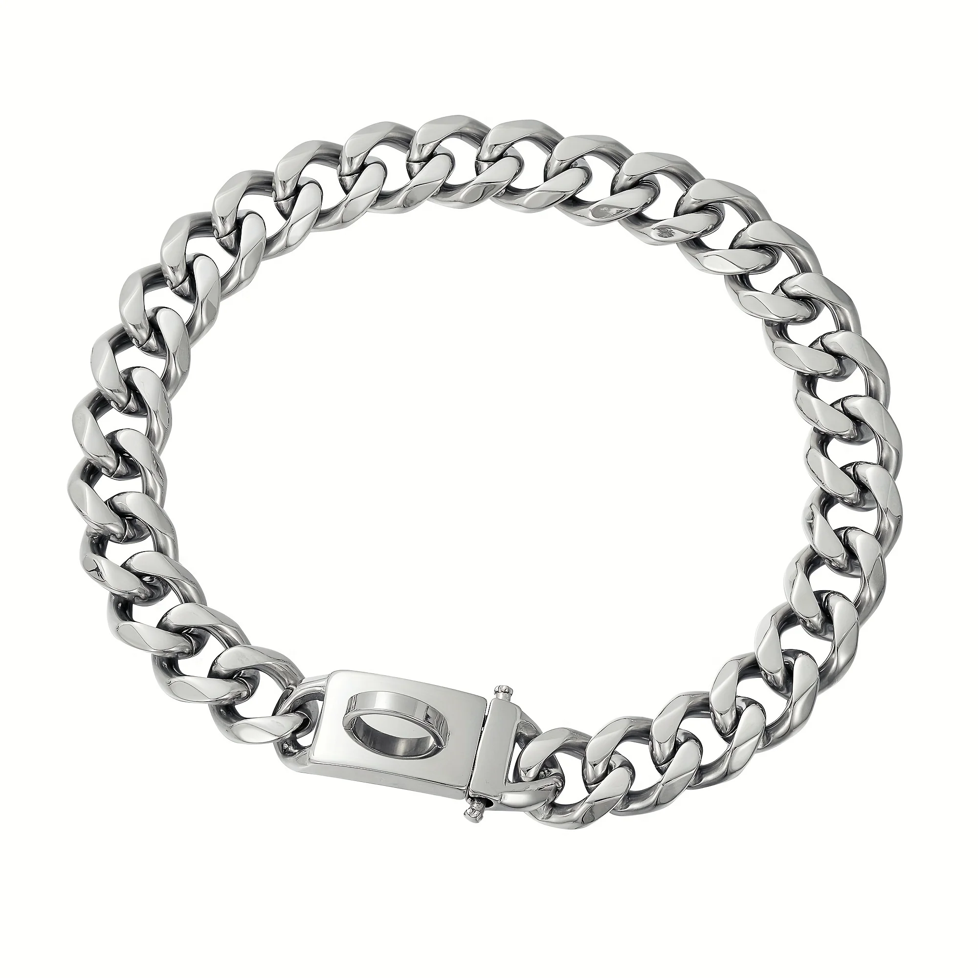 

Stainless Steel Dog Chain Collar, Silver Color, Heavy-Duty For Large Dogs, Various Lengths (10-24 Inches), 15mm Width