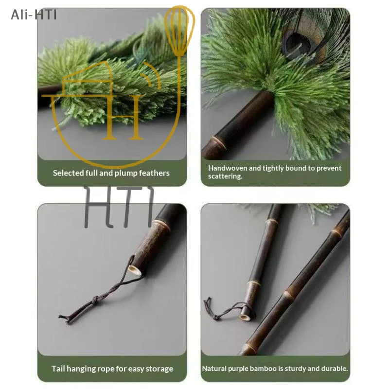 Handheld Peacock Design Feather Duster with Anti-static Handle for Everyday Cleaning