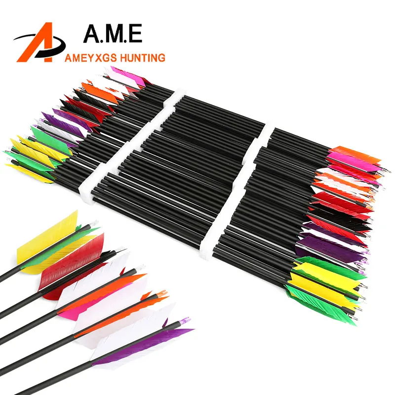 4pcs Turkey Feather Mixed Carbon Arrows 12pcs 31.5