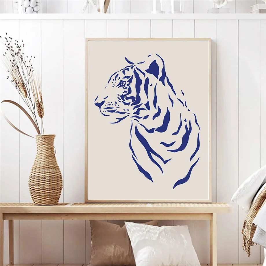 الاسكندنافية الحد الأدنى جدار الفن الأزرق ماتيس ليوبارد معرض المعرض الحديث HD المشارك يطبع غرفة نوم المنزل غرفة المعيشة ديكور