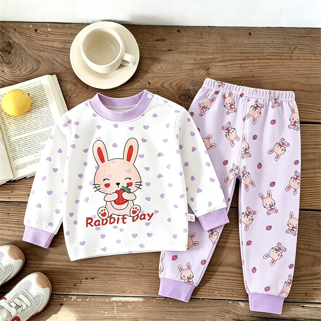 Kinder-Langarm-Pyjamas Herbst-Hauskleidung Baby Casual Cartoon Unterwäsche-Sets 1-4 Jahre Alte Kinder Unterwäsche Trainingsanzüge – Detail 5