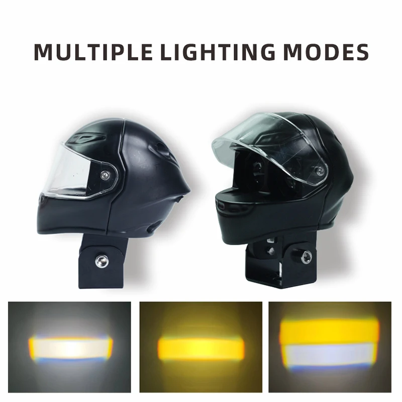 30W Motorcycle Helmet-Style LED Dual-Color High/Low Beam Running Light for Motorcycles and ATVs, Aluminum Fog Lamp