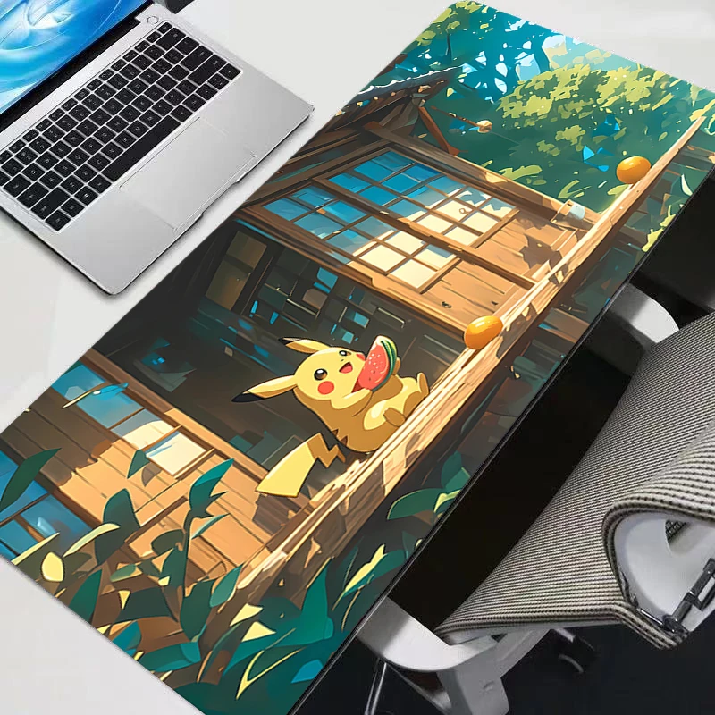 Tapis de souris Pokemon Pikachu Anime Gamer, grand tapis de bureau XXL pour clavier, tapis de souris en caoutchouc, tapis de souris pour ordinateur portable