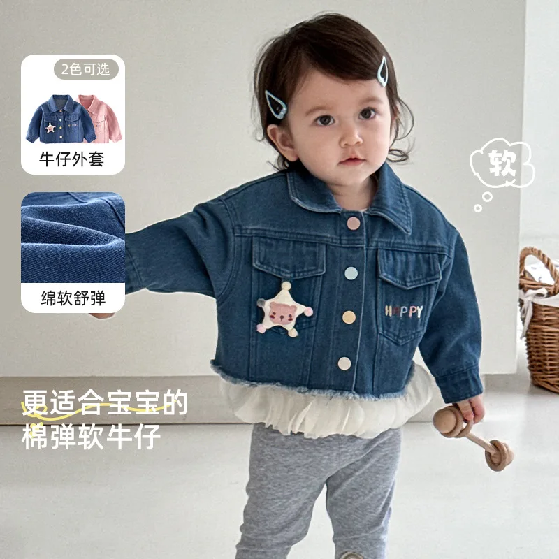 

Детская модная ковбойская одежда, новинка 2023 года, осенний стиль, элегантное кукольное пальто для девочек, осеннее платье с цветной пряжкой и буквами