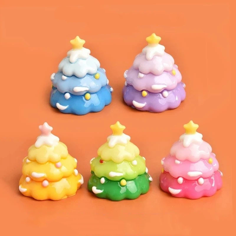 5 stks Mini Kleurverloop Kerstboom Taart Voedsel Speelcrème Lijm DIY Hars Widgets Kerst Scène Decoratie