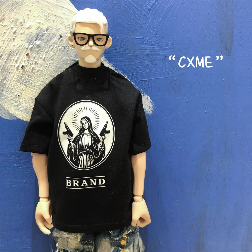 T-shirt ample et décontracté pour hommes, échelle 1/6, mode Hip Hop imprimé, surdimensionné, manches courtes, hauts pour jouets modèles de figurine d'action 12 pouces