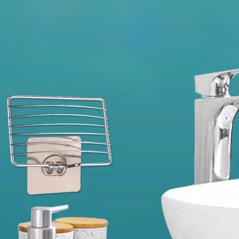 1pc 스테인레스 스틸 비누 랙 비누 상자 라이트 럭셔리 선반 펀치없는 네일 프리 욕실 단일 레이어 배수 벽 교수형