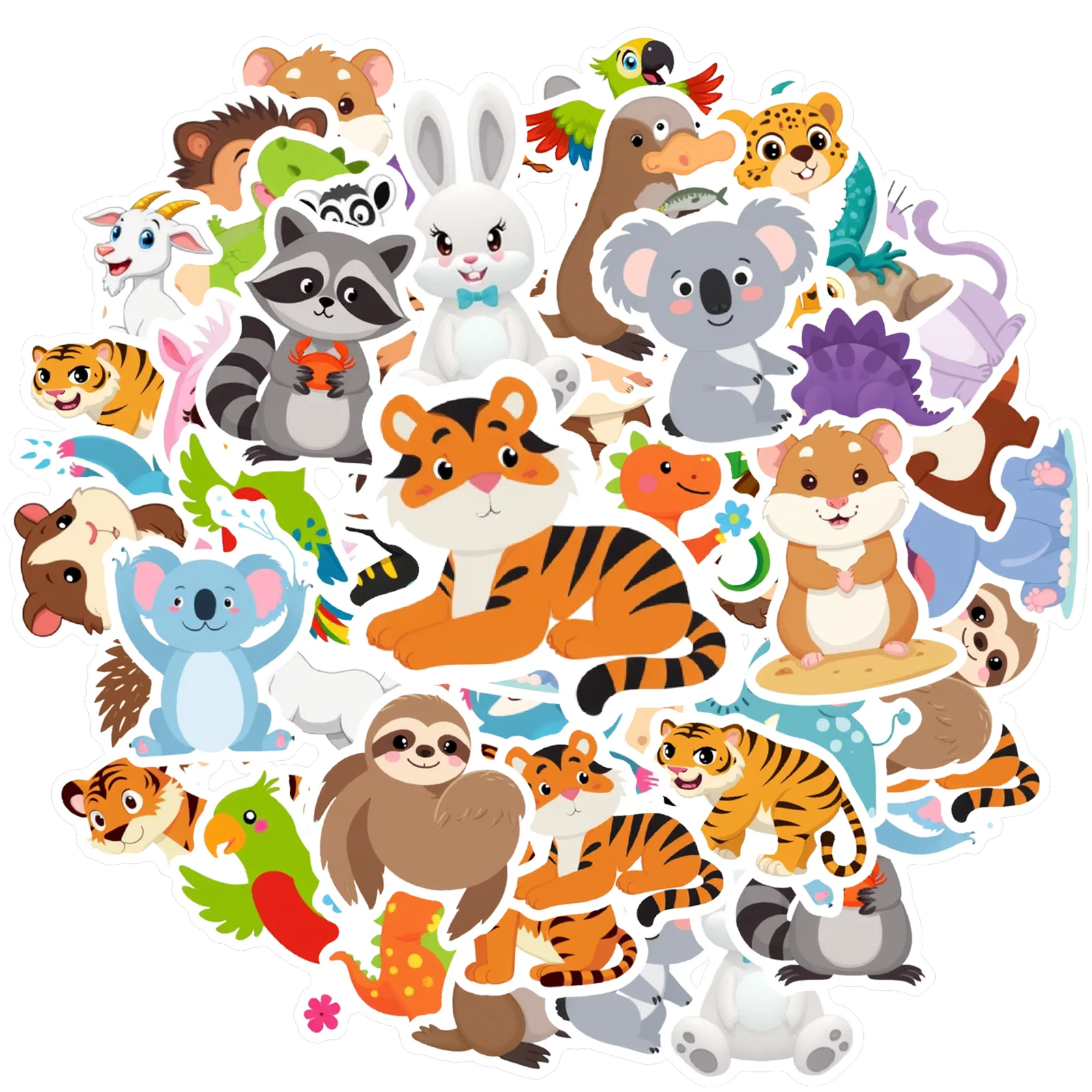35pcs-50pcs Playful Animals Stickers Colorful Cute Creatures Stickers Stickers For Laptop Luggage DIY