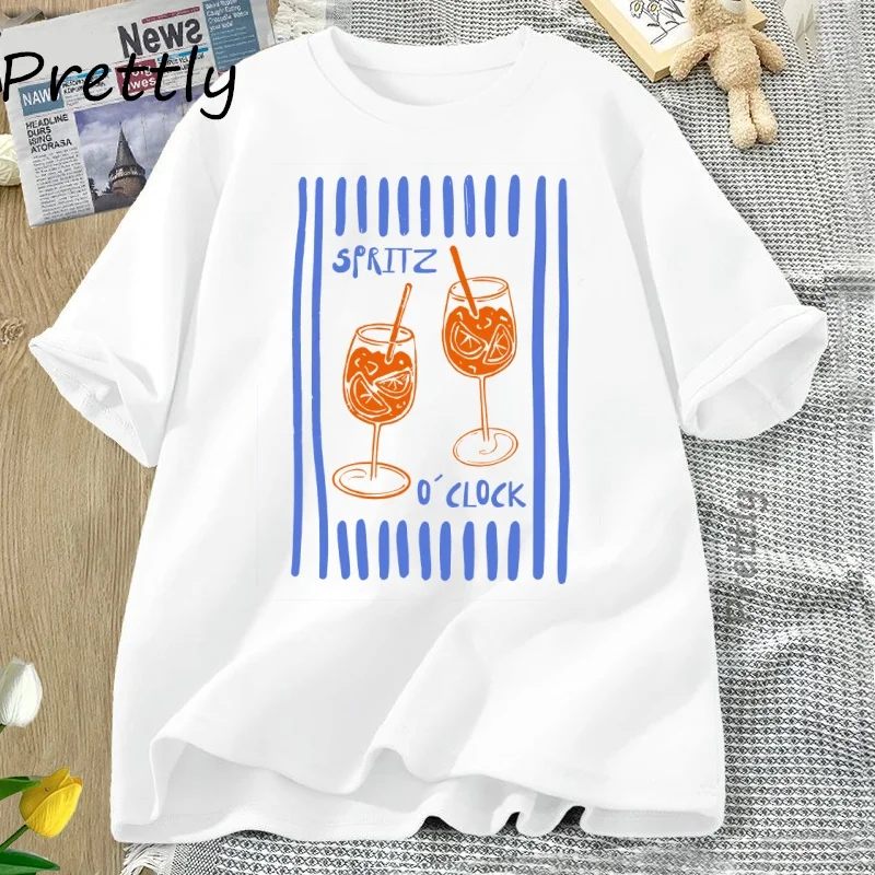 

Футболка Spritz, коктейльная футболка Spritzy, летние каникулы, Италия, футболка, повседневные топы, женские футболки с круглым вырезом и короткими рукавами, уличная одежда