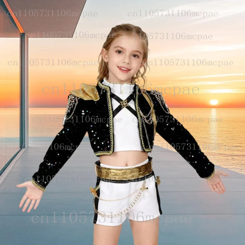 Rumi Zoey Mira Cosplay Costume Black Golden Shiny Uniform kpop Outfit For Woman Kids Halloween Costumes in stock