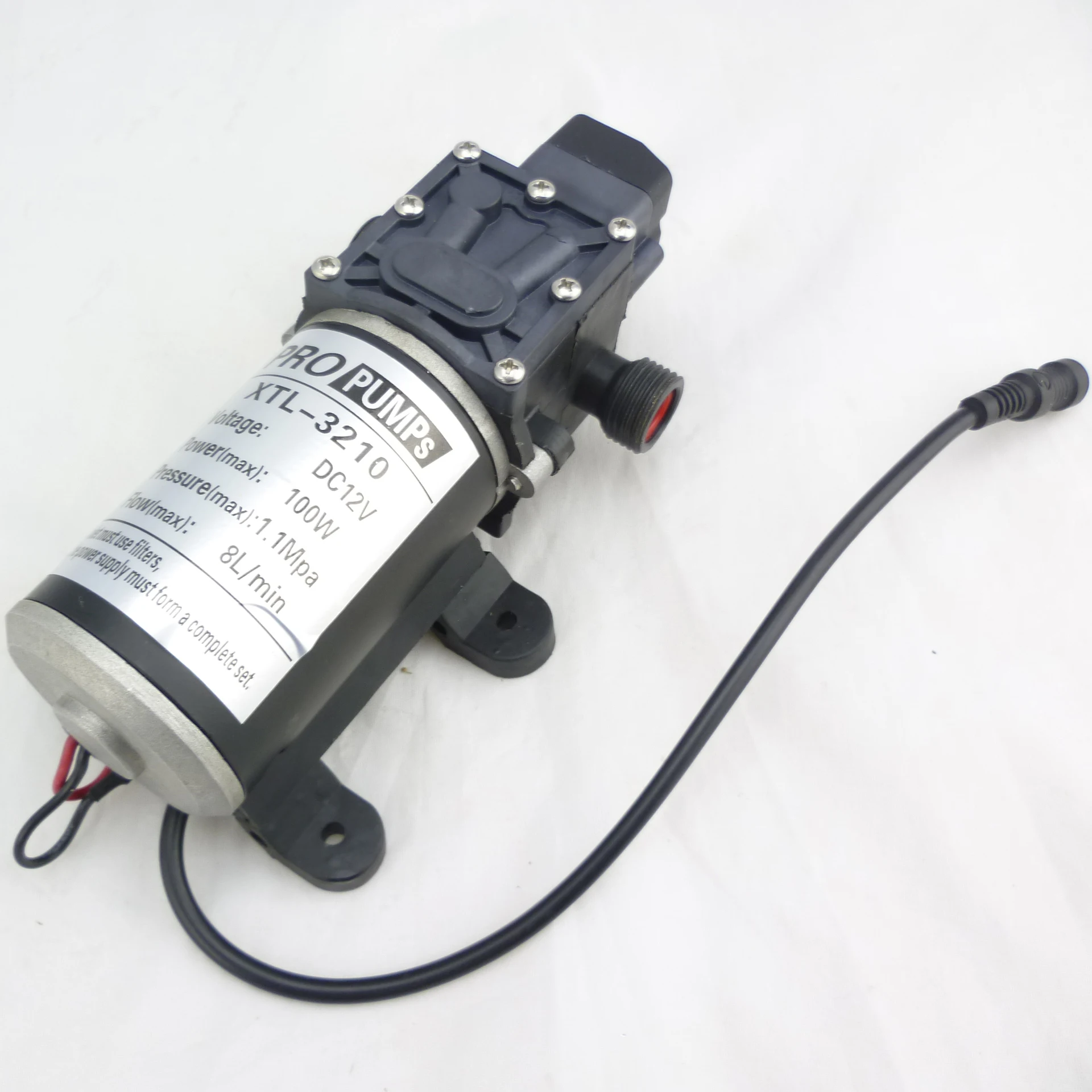 BEST DC 12V 100W High Pressure Micro Diaphragm Water Pump Automatic Switch 8L/min 18.3 x 10 x 7.5cm