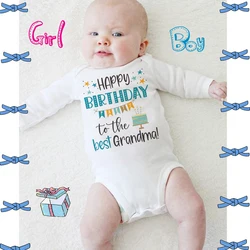 Happy Birthday To The Best Grandma Baby Bodysuit Grandma's Birthday Party baby Outfit Toddler Jumpsuit  Infant Romper Best Gifts