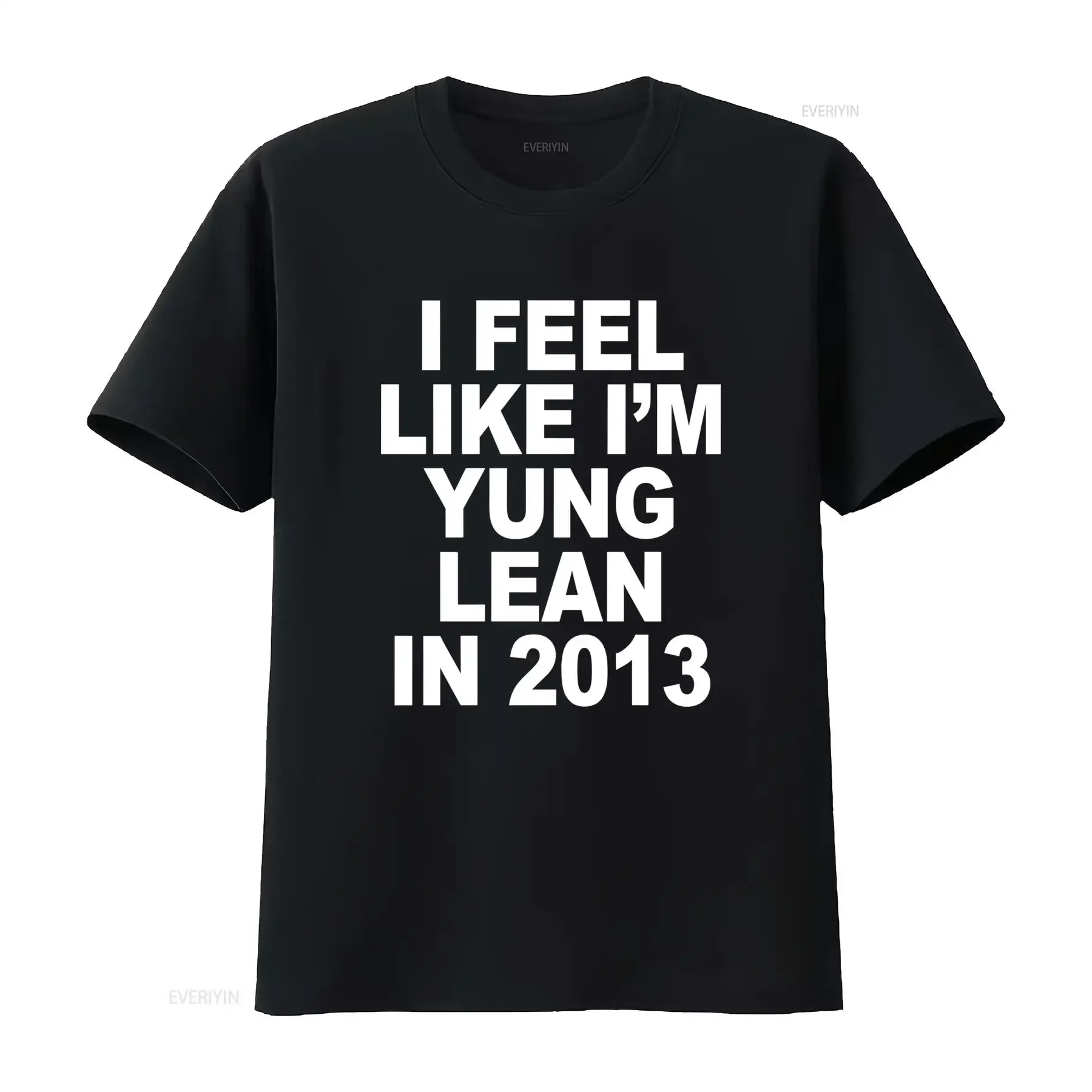 Women's I Feel Like I'm Yung Lean in 51 13Meter T Shirt Black with White Bold Lettering Casual Round Neck Regular Fit XL Size