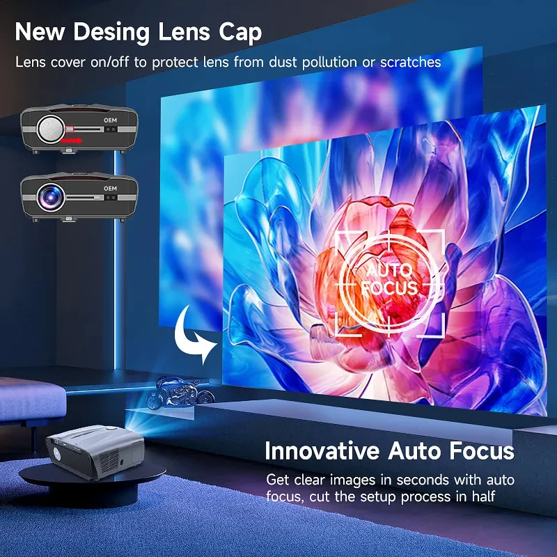 Factory OEM 4-in-1 Portable Karaoke Machine With Smart 1080p Projector W/WiFi Speaker 2 Wireless Microphones Built-in Android