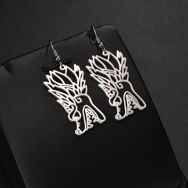 Nextvance 1 Pair Custom Children Hand Drawing Earrings Stainless Steel Personalized Dragon Earrings For Women Baby Jewelry Gifts