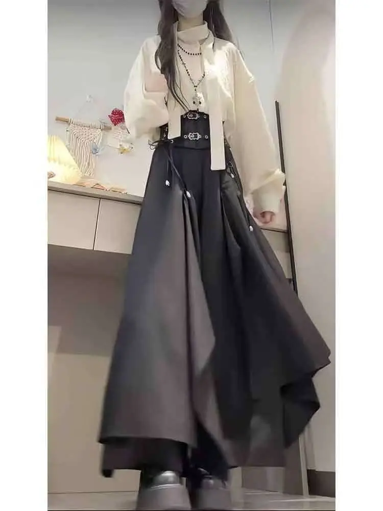 غير النظامية تنورة السراويل المشمش اللون بلوزة قمصان 2 قطعة مجموعات الملابس النسائية Blusas الخريف الشتاء Pantalon فام #1