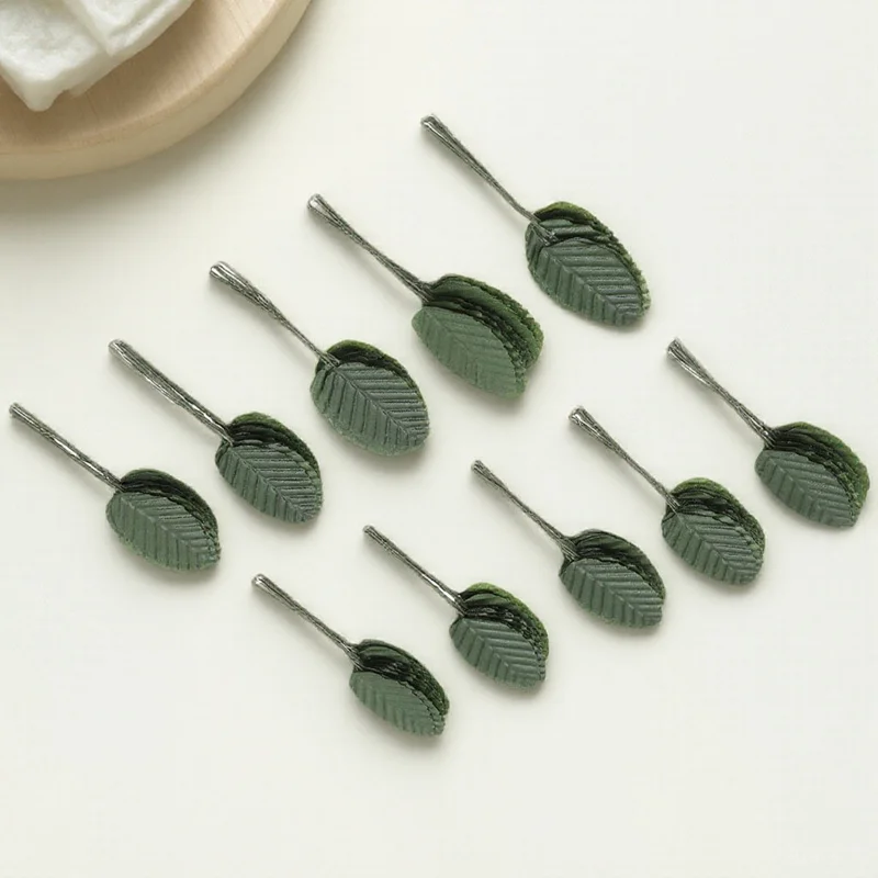 

200Pcs Artificial Plant Leaves Dark Green Realistic Fake Leaves for Home Party Store Decoration Flower Accessories
