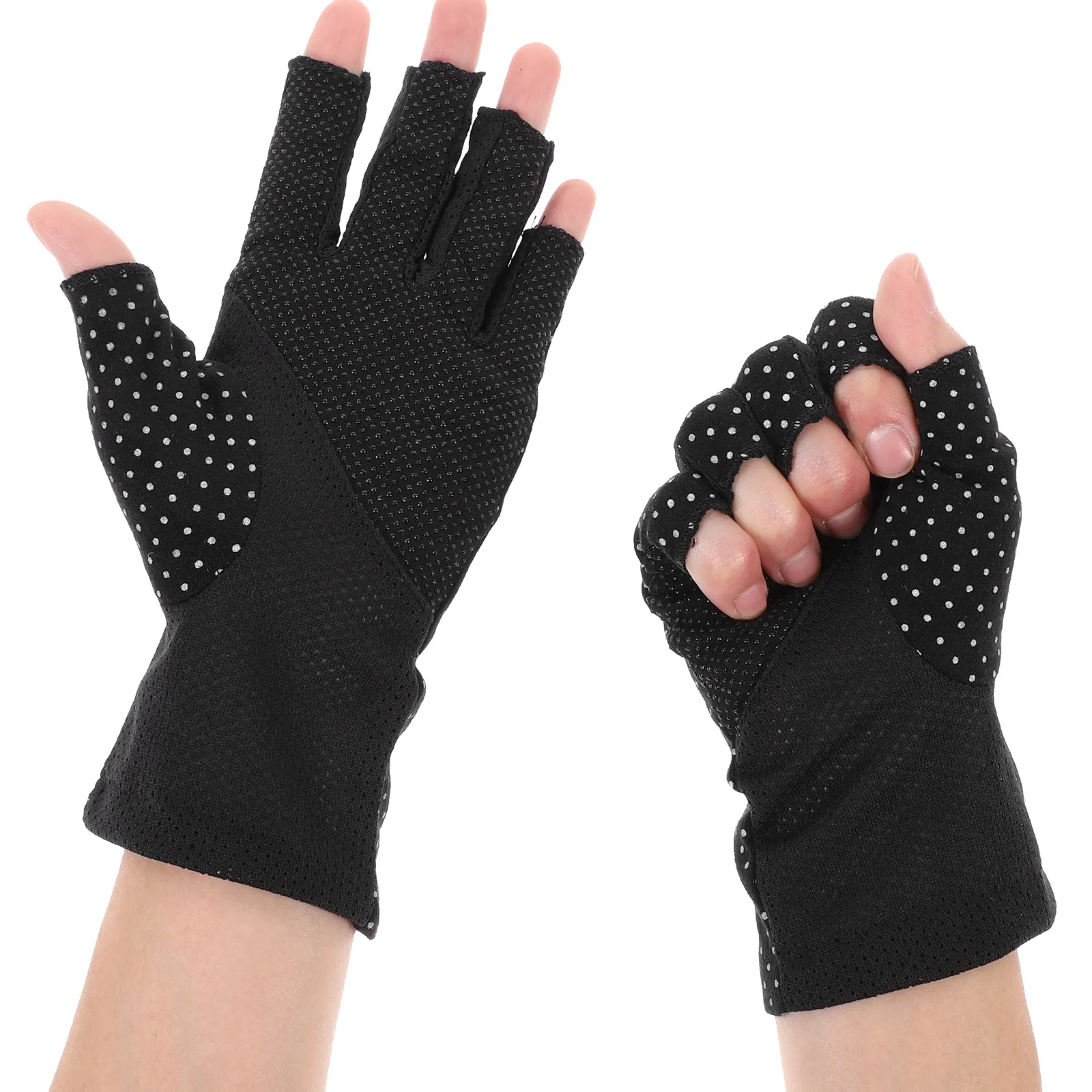 

1Pair Lightweight Cotton Half Finger Uv Protection Gloves for Women Outdoor Cycling Climbing Driving Sunblock Gloves Black