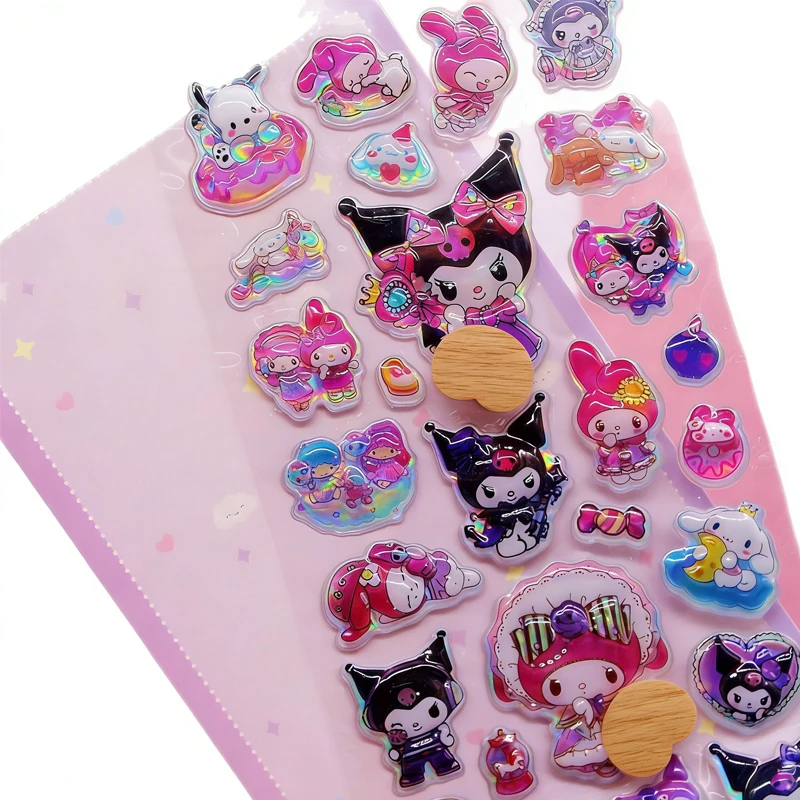 2026年新作 可愛い漫画風3Dレーザー加工ステッカー 子供向けDIY楽しいステッカー 携帯電話ケース 水筒デコレーションステッカー おもちゃ