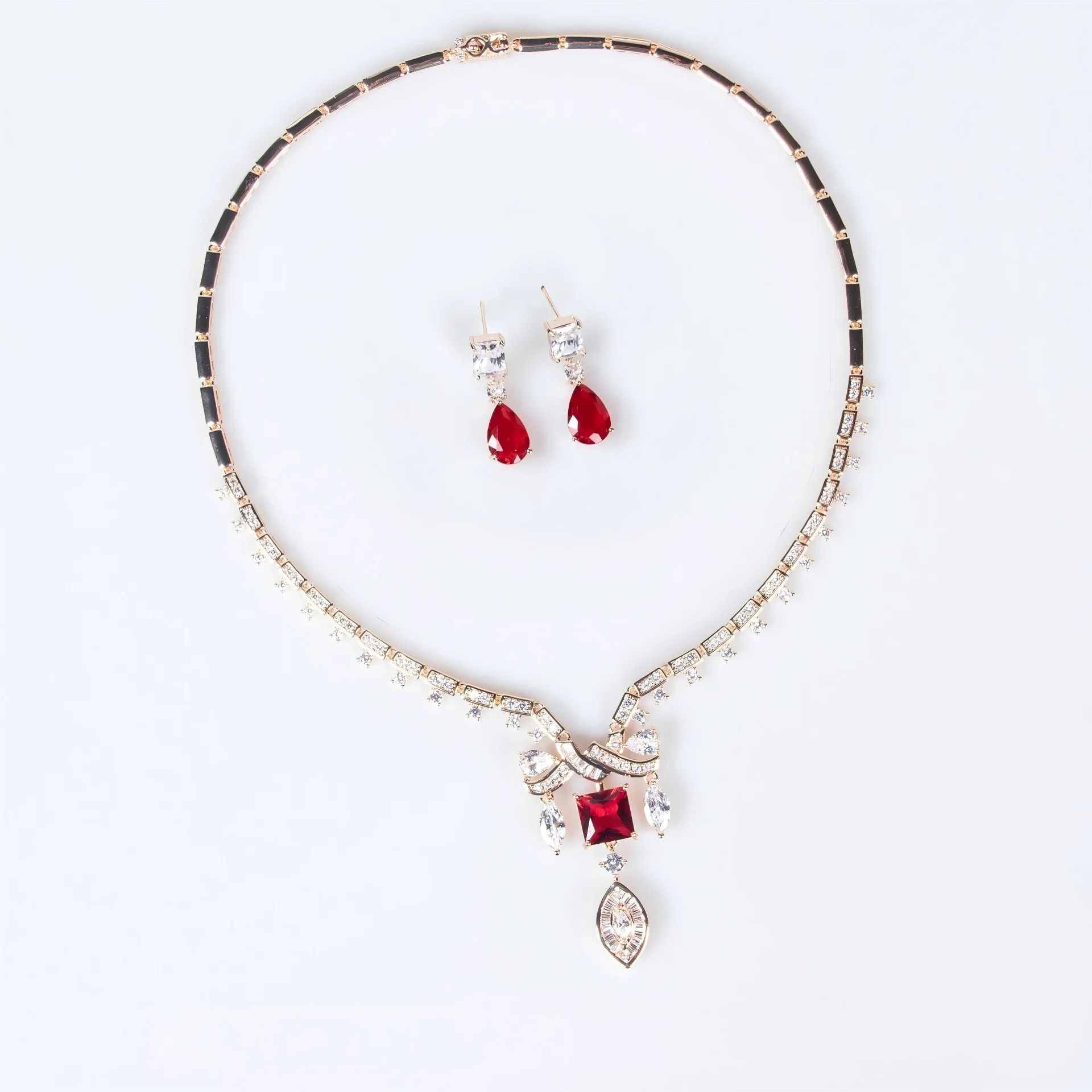 

Роскошные свадебные комплекты ювелирных изделий в Дубае для женщин, 2 шт., кулон, ожерелье и серьги с кубическим цирконием, аксессуары для свадебной вечеринки