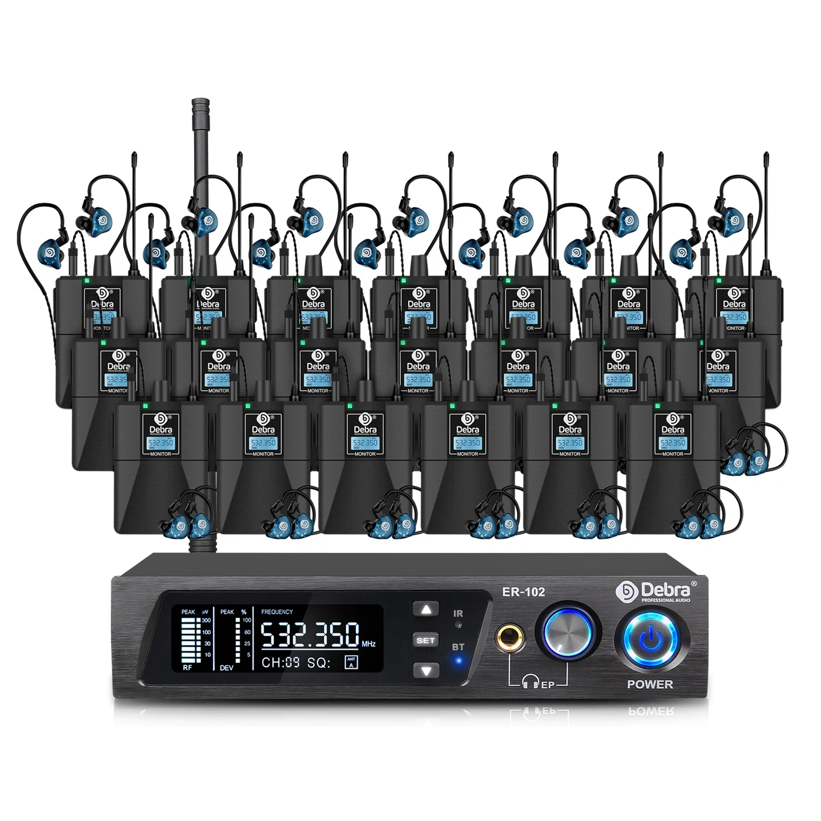 Debra ER-102 UHF IEM In-Ear-Bühnenmonitor Professionelles drahtloses System mit mehreren Sendern für kleine Bühnenauftritte – Detail 29