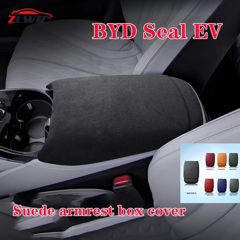 ZLWR BYD Seal EV armrest box cover, suede material, hand-sewn, sweat-absorbent and breathable, BYD Seal armrest box cover