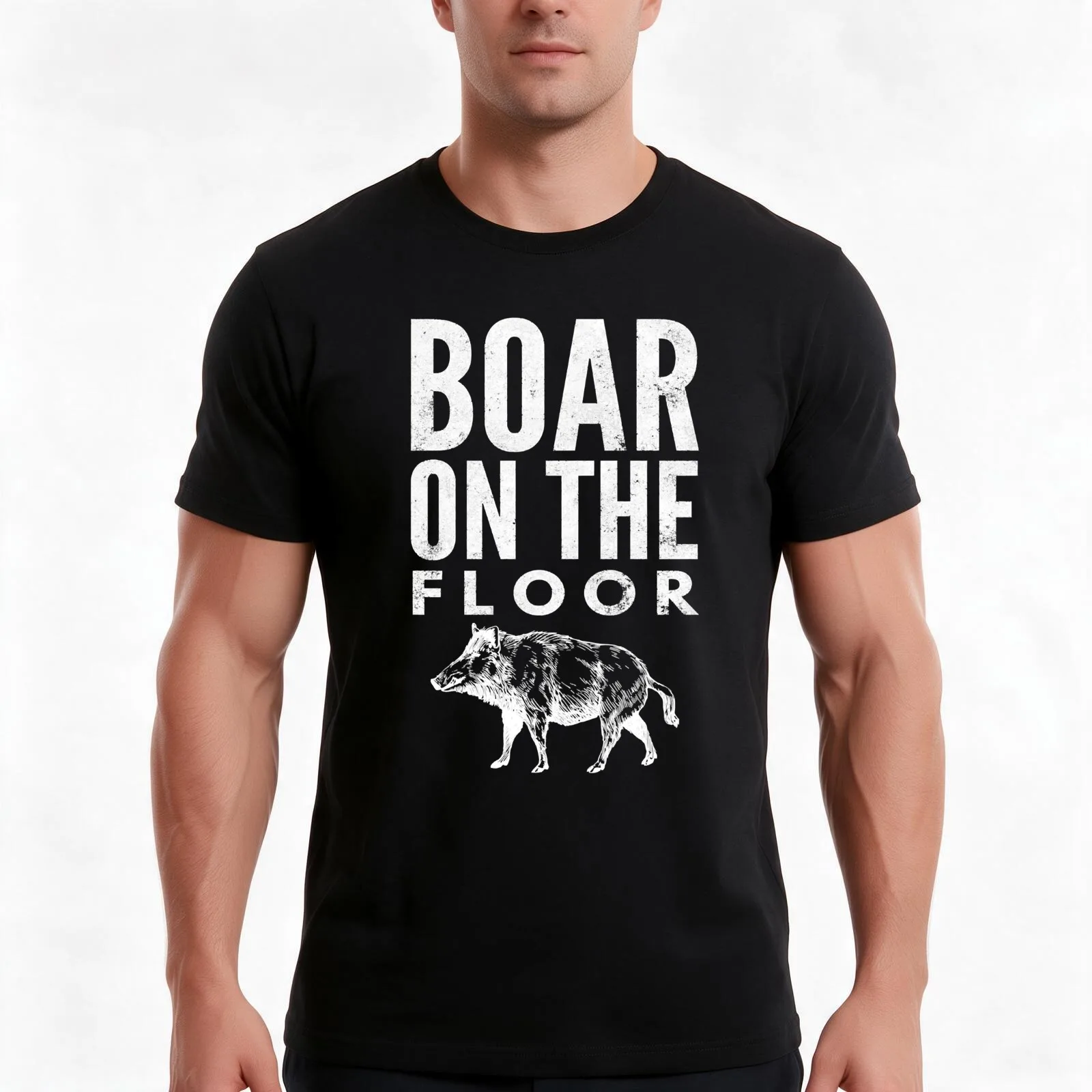 Boar On the Floor T-Shirt Summer Casual Cotton Tee Oversized Streetwear Tops Vintage Graphic Print Loose Fit Short Sleeve