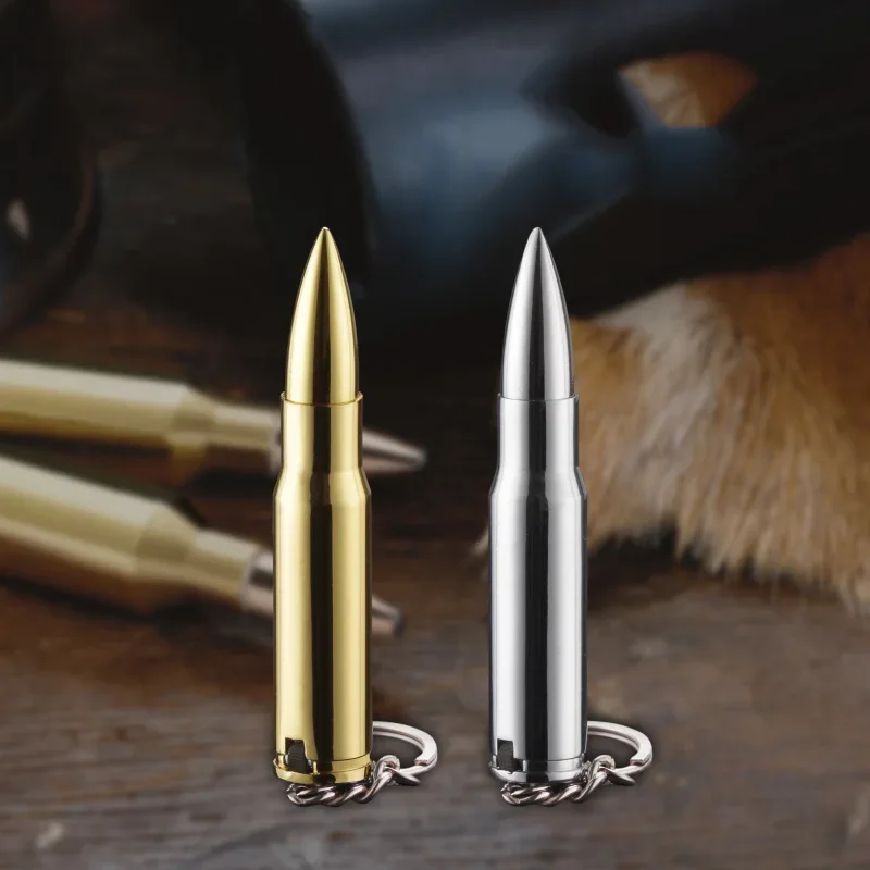 Novel Mini Portable Bullet-shape Metal Cigarette Lighter Refillable Butane Gas Lighter Cool Keychain Lighter Smoking Accessories