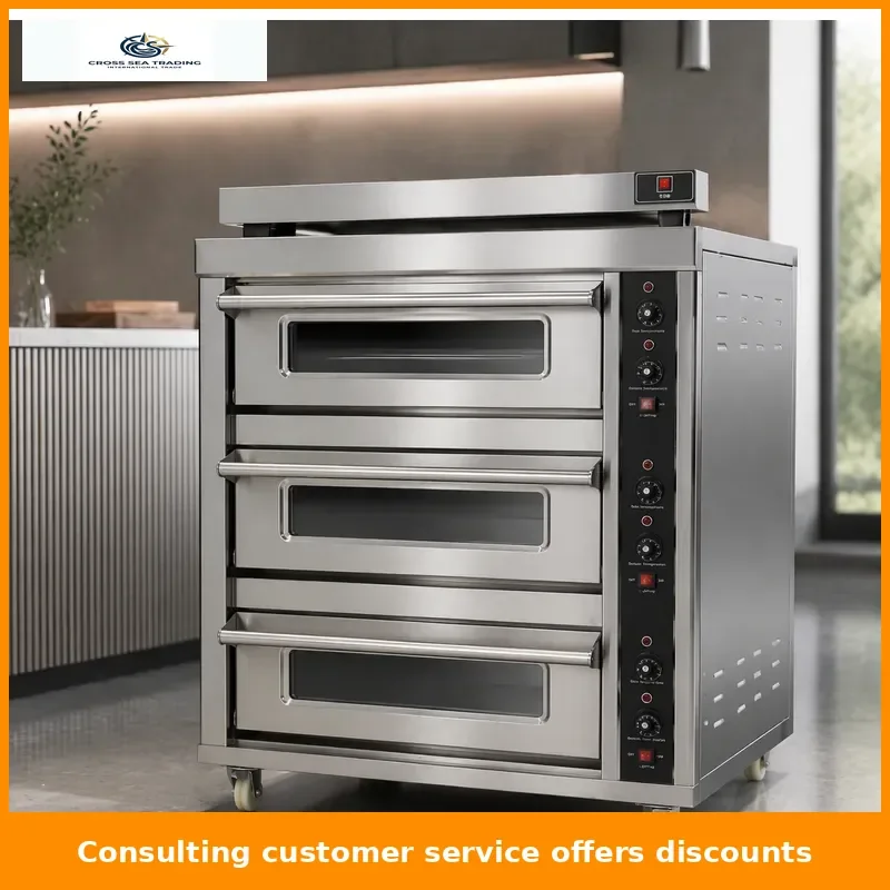 3 Deck 6 Trays Commercial Kitchen Oven Toaster Bakery Machine Equipment Pizza Baking Oven Electric Bread Cake Deck Oven