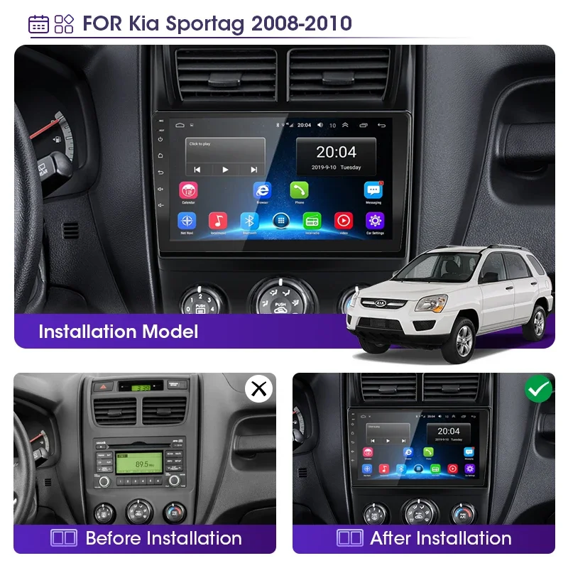 Android 13 Radio per Kia Sportage 2 2008 2009 2010 lettore multimediale stereo per Auto Carplay navigazione GPS automatica DSP 48EQ