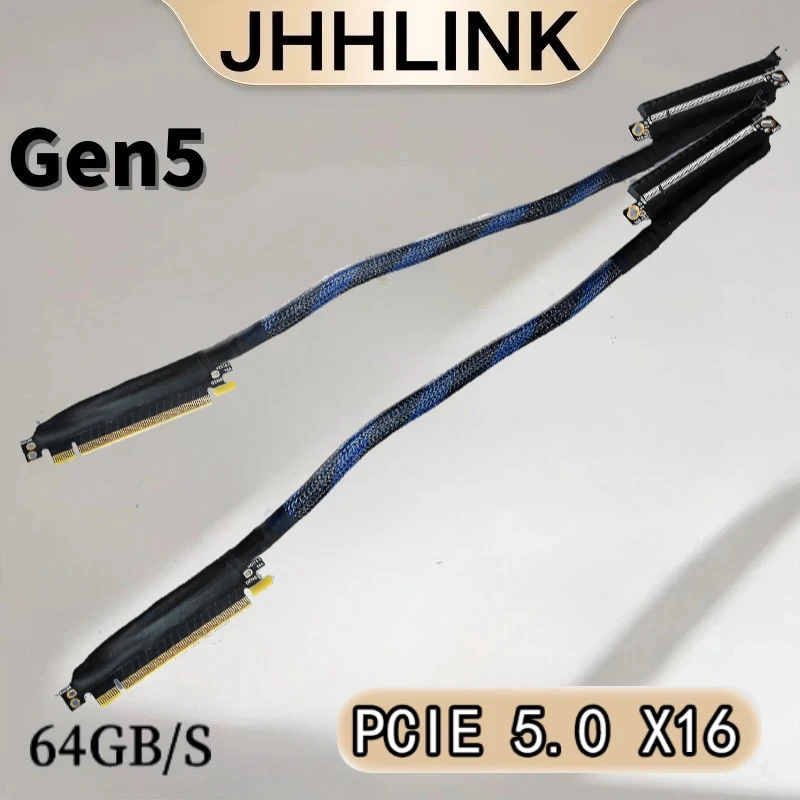 

Straight PCIE 5.0 X16 Server Graphics Card Extension Cable 64GB\S GEN5 Lossless Server Left Right Angle Flexible GPU Riser Cable