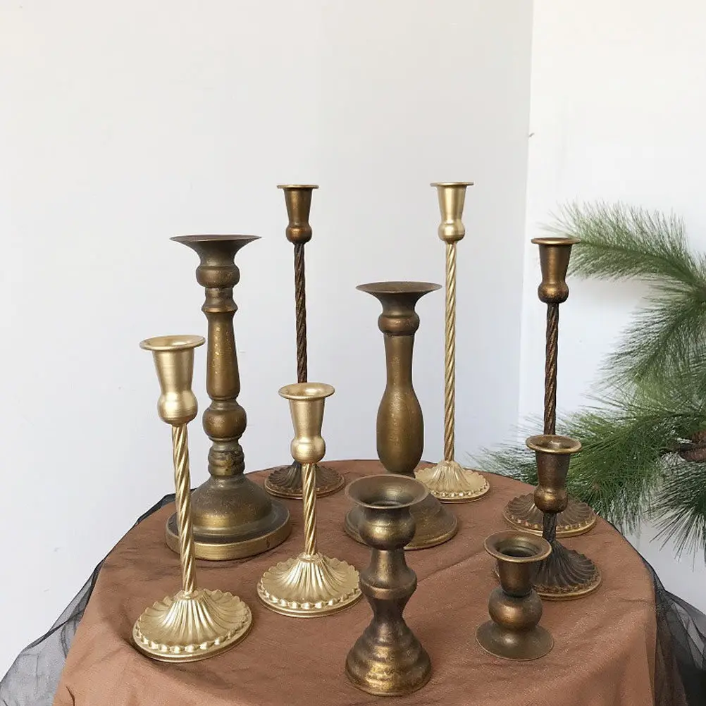 Iron Desktop Candle Holder Stand Set – 2pcs Elegant Single-Head for Christmas Wedding Table Decor
