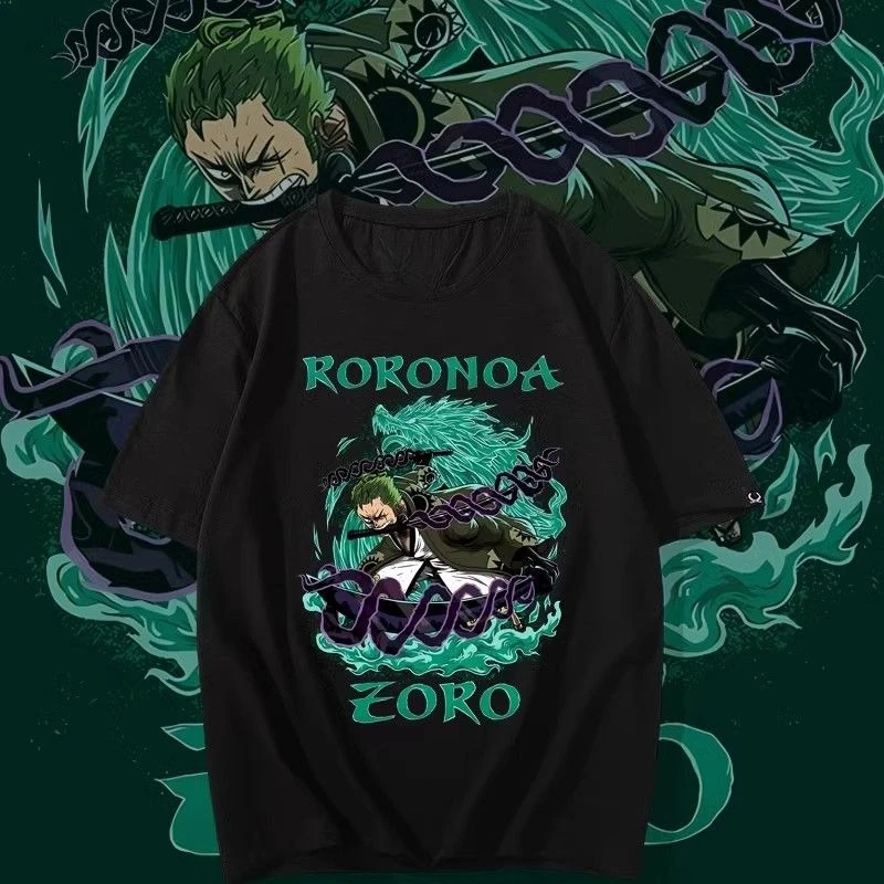 

Bandai Genuine High Quality Sauron Loose Roronoa Zoro Anime Printed Short Sleeve Men's and Women's Same Loose T-Shirt Top