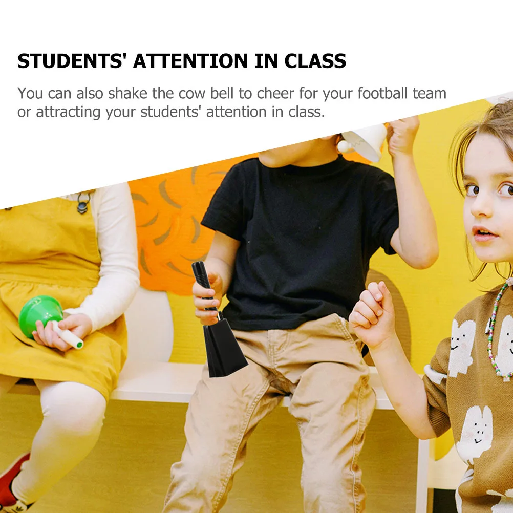 

Cowbell with Handle Black Ergonomic for Sporting Events Cheering Noise Maker Smooth Musical Instrument Toy Drum Accessory Metal