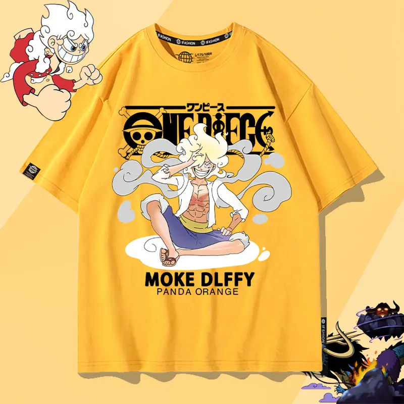 

Japanese One King Luffy joint T-shirt male summer short sleeve two yuan animation around half sleeve pure cotton clothing trend