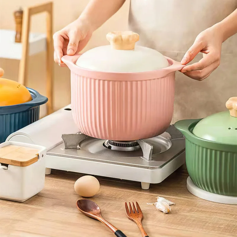 2.5L Ceramic Casserole Nordic Macaron 3.5L Soup Pot Kitchenware Big Cooking Pots Saucepan Cookware Kitchen Pan Stew Chicken