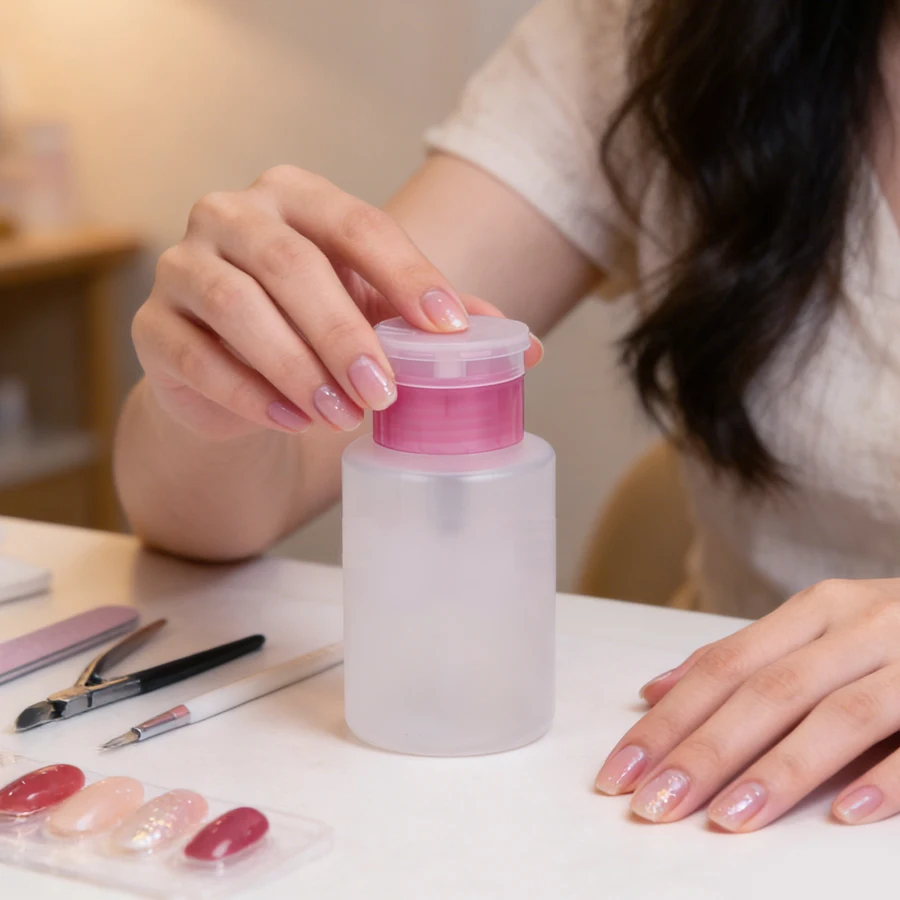 2-teiliges nachfüllbares Pumpspender-Set, 60 ml + 150 ml, für Nagellackentferner, Reiniger, Maniküre, Make-up-Werkzeug, tragbare Kosmetikflasche – Detail 3
